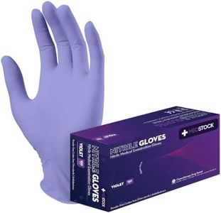 MEDSTOCK Violet Nitrile Gloves, High Medical Grade, Chemical Resist, Disposable, Powder & Latex-Free, Non-Sterile, Textured Fingertips, Beaded Cuff (1 Box/100 pcs, X-Large)