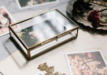 IAC Crafteriaaa Vintage Cosmetic Organizer Box Rectangular Glass Jewellery Box Organisers Gold [6x4x1 inches]