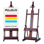 MEEDEN Art Painting Easel, Beech Wood Studio Easel 53" to 91" H, Holds Canvas to 78", Large Professional H-Frame Easel Stand with Storage Tray, Adjustable Floor Easel for Artists & Adults, Deep Walnut