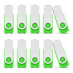 JUANWE 8GB USB Stick 10 Pack USB Flash Drive USB 2.0 Thumb Drives Jump Drive Fold Storage Memory Stick Swivel Design - Green