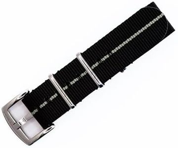 BluShark - Original Collection Military-Style Waterproof Watch Strap, Fits All Timepiece Brands, Durable Nylon Wristwatch Accessories with Stainless Steel Buckle, Black Ash, 22mm