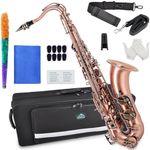 EASTROCK Tenor Saxophone Red Antique Copper B Flat Tenor Sax Professional Tenor Saxophone for Beginners Students Kids and Musicians with Carrying Case,Mouthpiece,Reeds,Cleaning Kit,Neck Strap