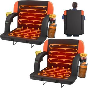 HOPERAN 25" 2pcs Dual-Sided Heated Stadium Seats for Bleachers with Back Support, 3 Levels Heating Bleacher Seat with Backs and Cushion Wide, 5 Pockets Portable Stadium Chair for Outdoor Games Sports