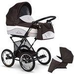 Retro pram Travel System 3in1 2in1 4in1 isofix 6 colours J.Baronessa by Lux4Kids Black JBN 11 3in1 with baby seat