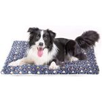 Mora Pets Dog Bed Crate Pad Ultra Soft Pet Bed with Cute Star Print Washable Crate Mat for Large Medium Small Dogs Reversible Fleece Dog Crate Kennel Mat Cat Bed Liner 35 x 22.8 inch Dark Blue