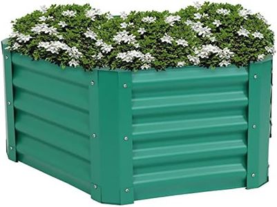 Sunnydaze Galvanized Steel Raised Garden Bed Kit - Outdoor Metal Planter for Plants and Vegetables - 16.25" H Hexagon - Green
