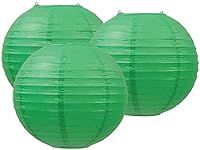 4"6"8"10"12"14"16"18 Round Paper Lanterns Lamp Wedding Birthday Party Decoration Pack of 3 (Grass Green, 12"/30CM)