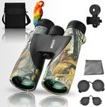 LUXUN 12x50 Binoculars for Adults Long Range, HD Waterproof Binoculars with Smartphone Adapter, 20mm Large Eyepiece Hunting Birdwatching Binoculars with FMC BAK4 Prism (Camouflage)