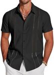 COOFANDY Cuban Button Down Shirts f