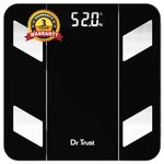Dr Trust USA 525 Hercules BMI Weight Machine For Body Weight, Digital Body Fat Analyzer & Smart Body Composition Weighing Scale, 14 Body Parameters, IOS/Android App Sync, XL-27x27x2.2 cm (Black)