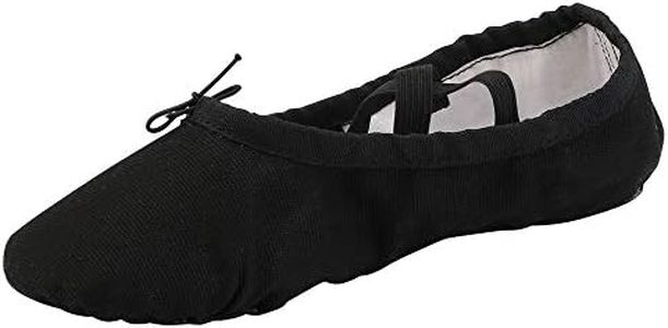 missfiona Canvas Ballet Shoes Women Adult Split Sole Dance Slipper Ballroom Flat(3.5 UK, Black)