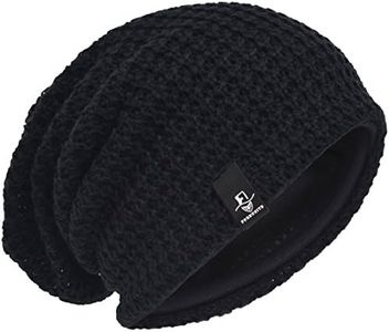 VECRY Bonnet Hiver Été Chapeau Tricoté Homme Rasta Slouchy Beanie Hats (Noir, Taille M)