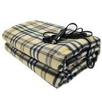 Happy Hour US Car Electric Blanket 12V Fleece Electric Heated Travel Blanket for Car and RV-Great for Cold Weather (Beige)