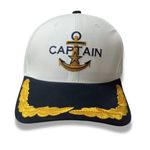 Merchant Navy Captain with Anchor Cotton White with Navy Blue Unisex Caps for Mariners