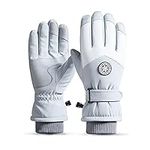 Ski Gloves, Winter Ladies Touch Screen Non-Slip Gloves, Waterproof Warm Gloves, Suitable for Cycling, Hiking, Etc.(White)