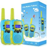 Kearui Toys for 3-12 Years Old Boys, Walkie Talkie Kids for Boys 8 Channels 2 Way Radio with VOX Function & LED Flashlight, 3 Miles Range for Outside Adventures, Camping, Hiking (Blue-Green)