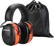 PROHEAR 037 Wireless Bluetooth Ear Defenders, Rechargeable Hands-Free Calling Headset, Safety Earmuffs for Lawn Mowing, Hearing Protector for Woodworking, Ideal for Carpenter, Gardener (Orange)