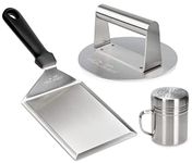 HULISEN Hamburger Tool Kit with Stainless Steel Round Burger Press, Grill Spatula and Spice Dredge Shaker, Burger Tools Griddle Accessories Kit for Camp Chef and Outdoor Grilling