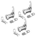 Jayseon 3 Pack Cabinet Locks, Mailbox Lock and Key Secure File Cabinet, 1-1/8" Cam Lock Keyed Alike Mailbox Lock Replacement for Drawer Toolbox, Zinc Alloy