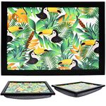 Large Wooden Soft Padded Cushioned Bean Bag Lap Dinner Laptop Food TV Tray (Tropical)