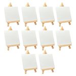 Buzz Cool Wooden Easel with Mini Canvas | Display Tabletop Tripod Stand for Mini Art Decoration | Wooden Canvas Easel for Card Artist Photos Phone Wedding Decoration | 6 inch, 10 pcs