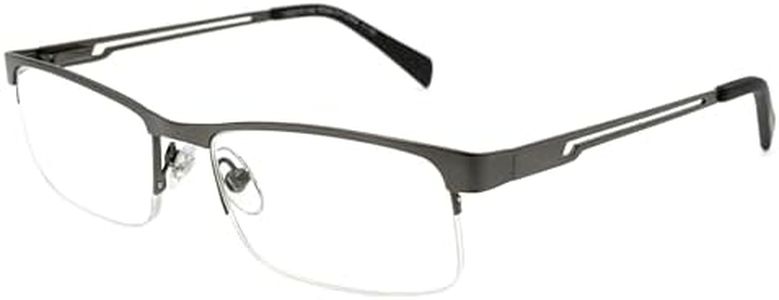 Foster Grant Men's Lamar Rectangular Reading Glasses, Gunmetal/Transparent, 59 mm