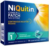 NiQuitin 21 mg Nicotine Patch - Step 1 - Stop Smoking Aid Therapy - 14 Clear Patches for 2 Weeks Treatment - 24h Craving Control - Invisible Nicotine Patches