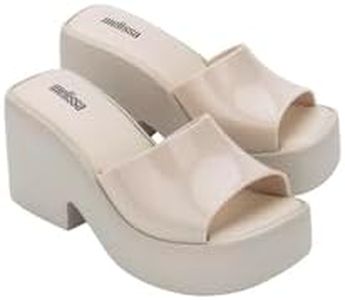 Melissa Posh Slip-On Platform Jelly Heels for Women - Cushioned, Stylish and Comfortable Chunky Platform Slip-On Mules with Jelly Upper and Open Toe Design, Vegan, Light Beige8