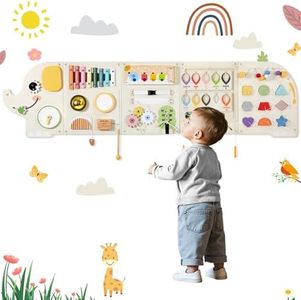 Elephant Activity Wall Busy Board Panels Wooden Sensory Wall Panel for Kids