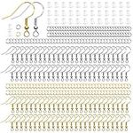 Thrilez Hypoallergenic Earring Hooks, 600Pcs Earring Making Kit with Earring Hooks, Jump Rings and Clear Rubber Earring Backs for DIY Jewelry Making