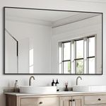 DESBING Black Bathroom Mirror for Wall, 32x48 Inch Rectangle Mirrors with Metal Frame, Modern Vanity Wall Mirror Decor for Entryway Hangs, Bathroom Living Room Horizontal or Vertical