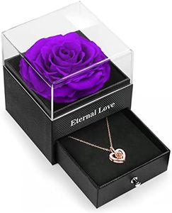 HEGUD for Mom Preserved Real Rose with I Love You Necklace in 100 Language Gift for Her, Mom Girlfriend Women,Wife, Eternal Real Rose Flower for Birthday Anniversaries