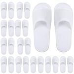 ELCOHO 12 Pairs Open Toe Spa Slippers White Spa Hotel Guest Slippers for Spa, Party Guest, Hotel and Travel, Fits Most Men and Women