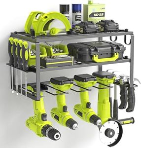 Weldun Organisateur mural pour outils électriques, porte-outils pour 4 perceuses, 3 emplacements, avec support de tournevis latéral pour garage, atelier