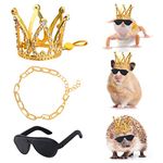 Keymall Bearded Dragon Accessories Set Including Crown Necklace Sunglasses with Adjustable Elastic Chin Strap Reptile Clothes Lizards Gecko Chameleon Iguana Frogs for Photo Props Birthday Gift