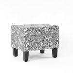 Homepop Home Decor |K7646-B307 | Upholstered Modern Rectangular Storage Ottoman | Hinged Lid Ottoman with Storage for Living Room & Bedroom, Tribal Pattern Velvet