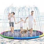 Lewtemi 8 ft Giant Non Slip Splash Pad for Adult and Dog, Thicken Sprinkler Pool Summer Outdoor Toys Fun Backyard Fountain Play Mat for Family Pet Dog (Stylish)