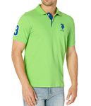 U.S. Polo Assn. Men's Short-Sleeve Polo Shirt with Applique, Green Flash, Small