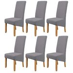 XL Size Dining Chair Cover Set of 6 Jacquard Stretchy High Back Armless Chair Slipcover Removable Dining Room Chair Protector Covers Home Wedding Party Banquet Hotel Decor (Grey)