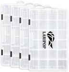 LARIPOP Fishing Tackle Box Set with Adjustable Dividers, Transparent Organizer Tray, Plastic Tool Box, Bait Separator -Angler's equipment lure box - 4 Packs Tackle Trays - Parts Box
