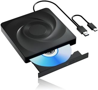 Wbacon Bluray Laufwerk Extern, Externes Blu Ray Laufwerk FüR Pc Blu Ray Brenner Extern Mit USB 3.0 Und Typ-C CD/DVD Brenner Blu Ray Player FüR Pc Mit Windows MacOS Laptop Und Desktop