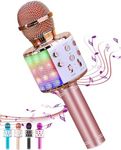 Hoiicco Wireless Bluetooth Karaoke Microphone for Kids, Portable Handheld Karaoke Mic Speaker with LED Light, Birthday Christmas for Girls Boys Teens