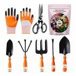 GROW DELIGHT Gardening Tools Kit-8 Pcs (Fork, Cultivator, Big Trowel, Small Trowel, Weeder, Garden Scissors, Garden Gloves, Flower Seeds Packet)|Durable Gardening Tools|Home Gardening Tool Set