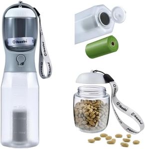 Cibaabo Dog Water Bottle with Food Container & Poop Bag Holder, Travel Water Bowl, Portable Pet Dispenser, Dog Stuff Accessories Items, Puppy Essentials Necessities for Yorkie Chihuahua Walking Hiking