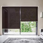 ZY Blinds Cordless Solar Window Shades, 22" W x 96" H Inches Coffee, Upgrade Free-Stop Cordless Light Filter UV Protection Water Proof Roller Blinds for Windows, French Door, Sliding Door