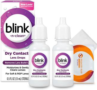 Compatible with Blink-N-Clean Lens Drops 2 Pack Blink Eye Drops for Contact Lenses, 15 ml (Total 30 ml) Cleans & Moisturizes for Soft & RGP Lens Wearers, W/ 1 Tea Tree Oil Eyelid/Eyelash Wipe