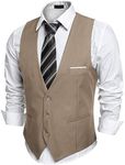 COOFANDY Men's Formal Suit Vest Slim Fit Casual Business Dress Waistcoat Vest, Light Khaki, XX-Large