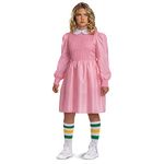 Disguise Eleven Pink Dress Costume for Kids, Official Stranger Things Costume Outfit, Child Size Large (10-12)