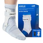 Zamst A2-DX Sports Ankle Brace with Protective Guards For High Ankle Sprains and Chronic Ankle Instability-for Basketball, Volleyball, Lacrosse, Football-White, Right, Medium