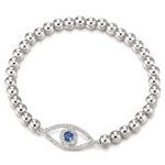 Protection Evil Eye Beads Bracelet for Women with Blue and White Cubic Zirconia(CA)